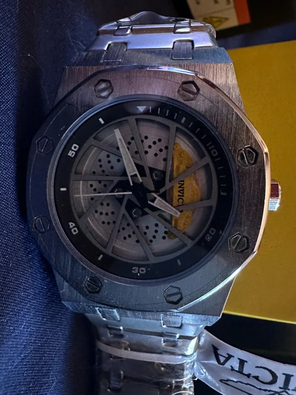 Invicta Speedway Rim 42mm Mechanical Skeleton Watch Stainless Steel NWT 69487